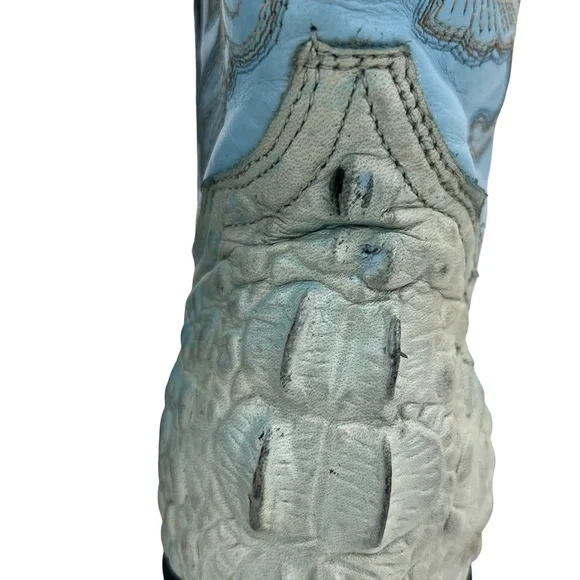 Rogers Turquoise Croc-Embossed Cowboy Boots - Picture 14 of 16